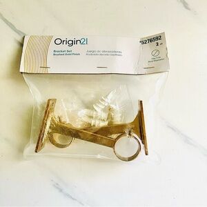 Origin 21 2-Pack Brushed Gold Zinc Single Curtain Rod Bracket Set